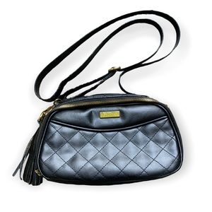 Joy & Iman Black Quilted Leather Crossbody Bag